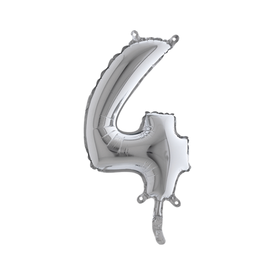 PALLONCINO MYLAR NUMERO 4 ARGENTO - 86cm