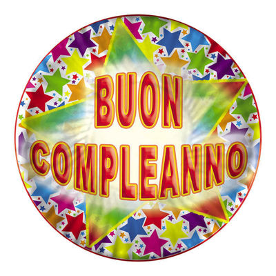 8 Piatti cm.24 Buon Compleanno Boho Rosa - Big Party