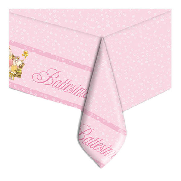 tovaglia plastica 140x270 battesimo baby bears rosa