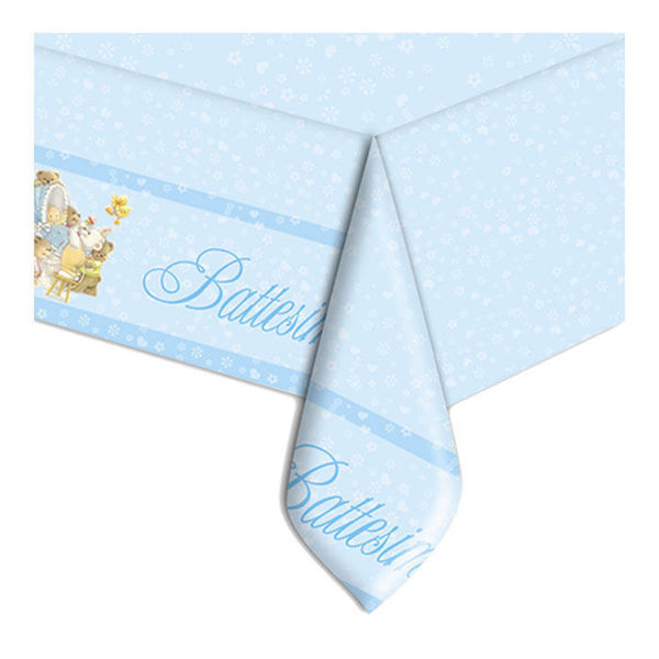 tovaglia plastica 140x270 battesimo baby bears celeste