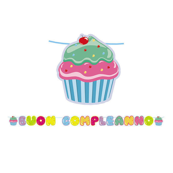 Immagine di Kit Scritta Maxi Buon Compleanno Cupcakes 6 metro