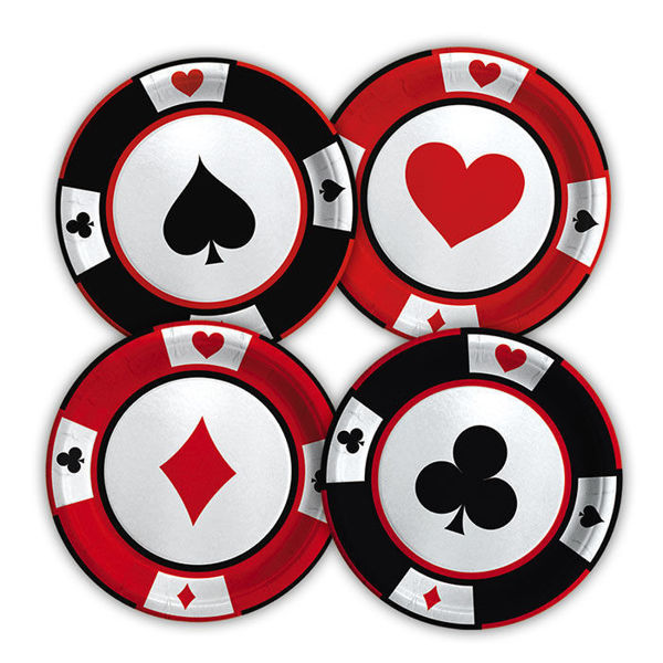 Piatti Big Poker 18 cm in carta – Set 8 pezzi per festa a tema casinò