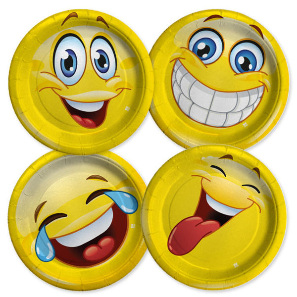 Immagine di Piatti 18 cm Mix Emoticons Smile 8 pezzi