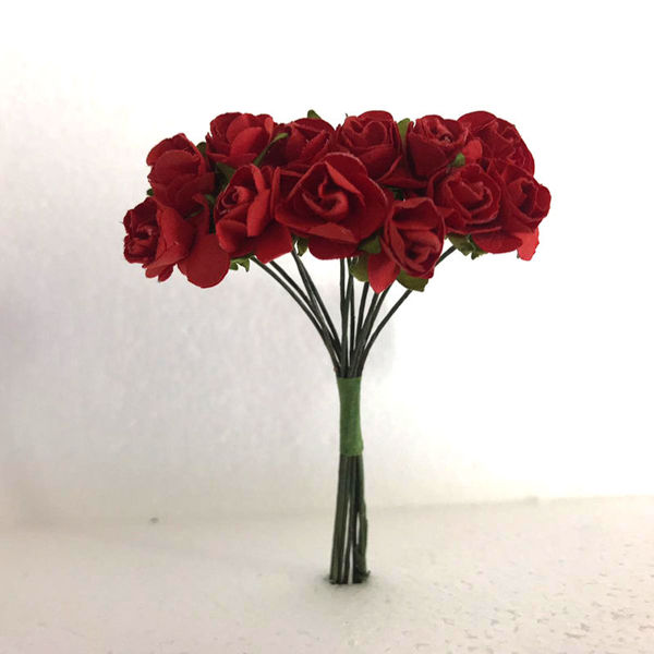 Immagine di Fiore in Carta Rosellina Artificiale Rosso 12 pz