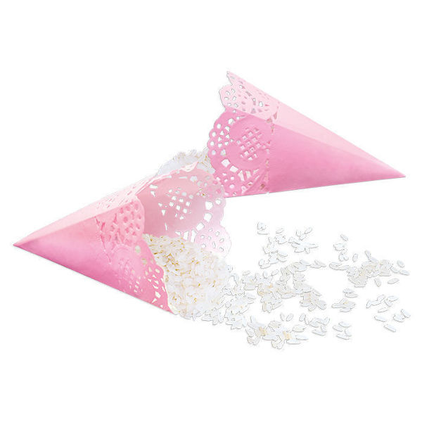 coni merlettati rosa porta riso 17 cm 12 pezzi matrimonio