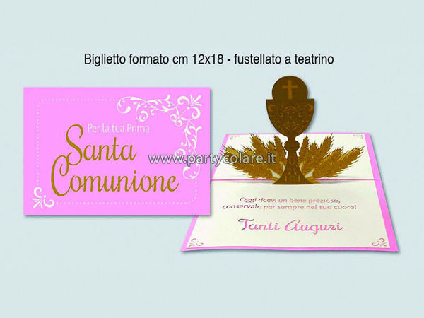 Immagine di Biglietto Auguri Pop-Up 12x18 cm Rosa Santa Comunione