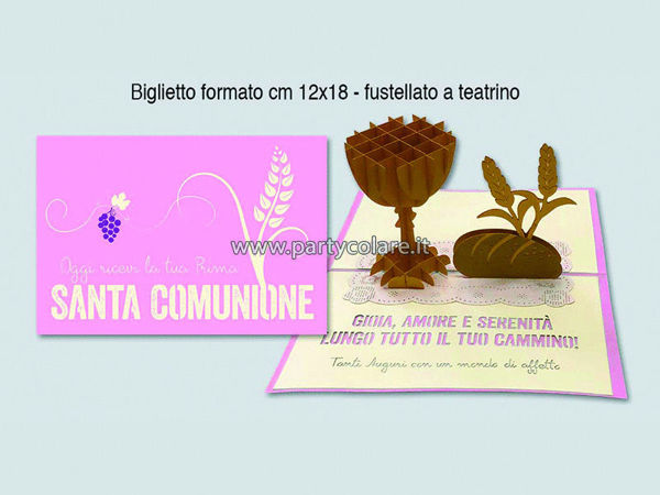 Immagine di Biglietto Auguri Pop-Up 12x18 cm Rosa Santa Comunione
