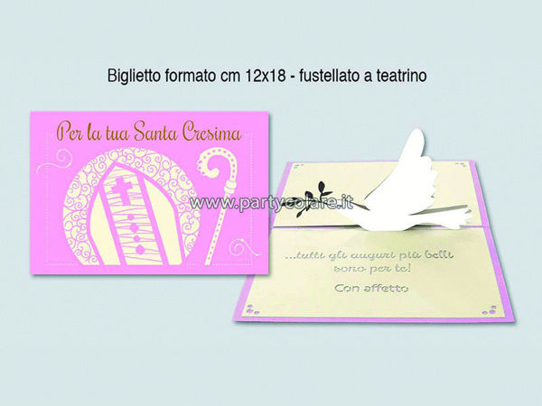 Immagine di Biglietto Auguri Pop-Up 12x18 cm Rosa Santa Cresima