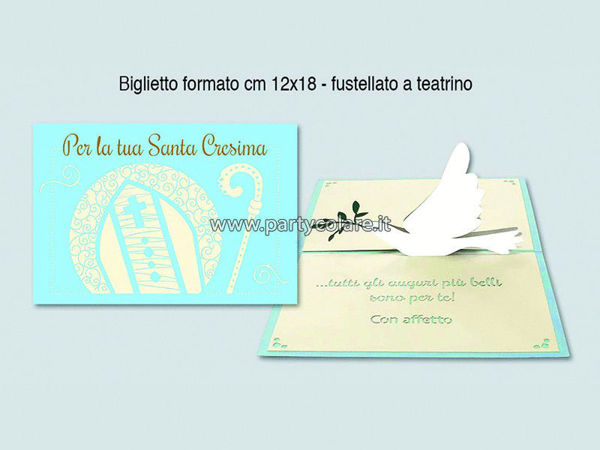 Immagine di Biglietto Auguri Pop-Up 12x18 cm Azzurro Santa Cresima