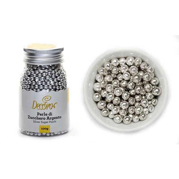 Perle di zucchero argento 4 mm per torte, cupcake e biscotti