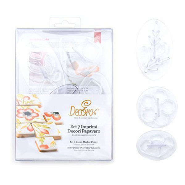 Set imprimi decori Papavero Decora 7 pezzi plastica trasparente