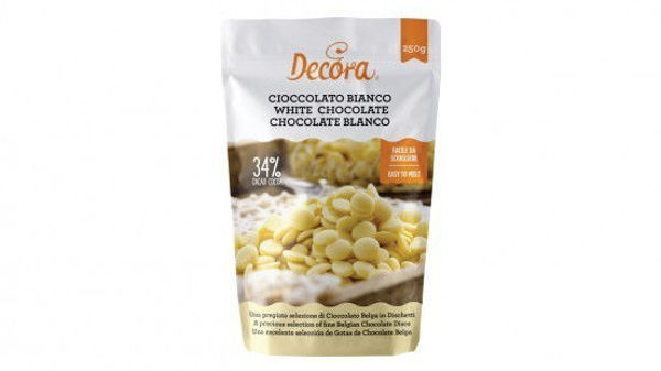 Immagine di Cioccolato Bianco in dischetti 250 grammi - 34% Cacao