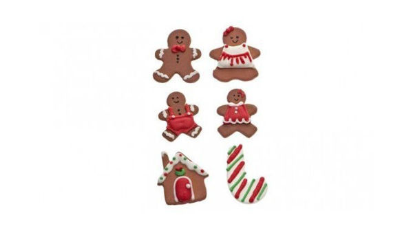 Immagine di Decorazioni in Zucchero Gingerbread 6 pezzi