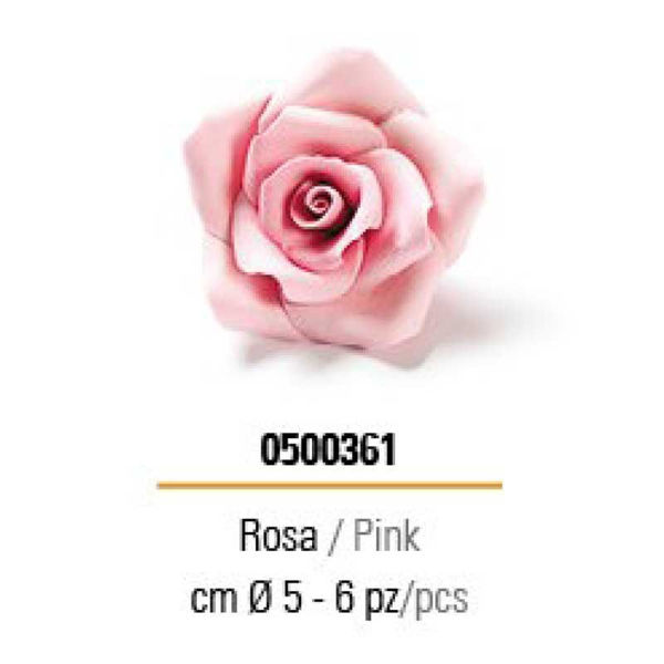 Immagine di Decorazione in Zucchero Rosa Grande Rosa 6 pz