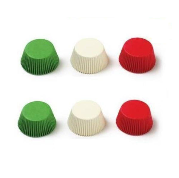 Immagine di Pirottini in Carta da forno - Bianco, Verde, Rosso 200 pezzi 32x22 mm