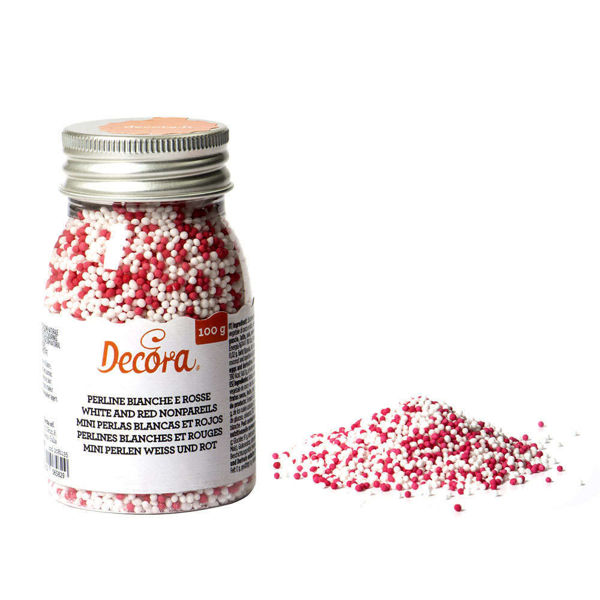 Immagine di Perline in zucchero Rosso e Bianco 100 grammi