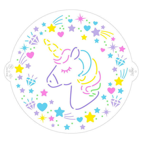 Immagine di Stencil a forma di Unicorno diametro 25 cm