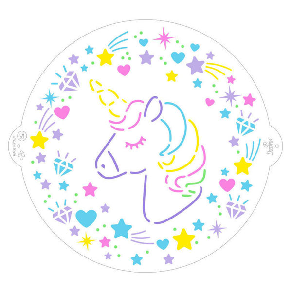Stencil Unicorno Decora Ø 25 cm in plastica alimentare