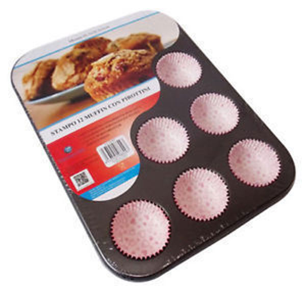 Partycolare- Teglia Stampo Muffini 12 Cavità con Pirottini 35,5x26,6x3 cm