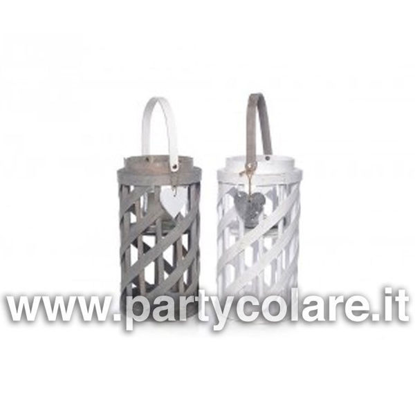 Immagine di Lanterna in Legno altezza 30 cm con Manico e Bicchiere porta Candela