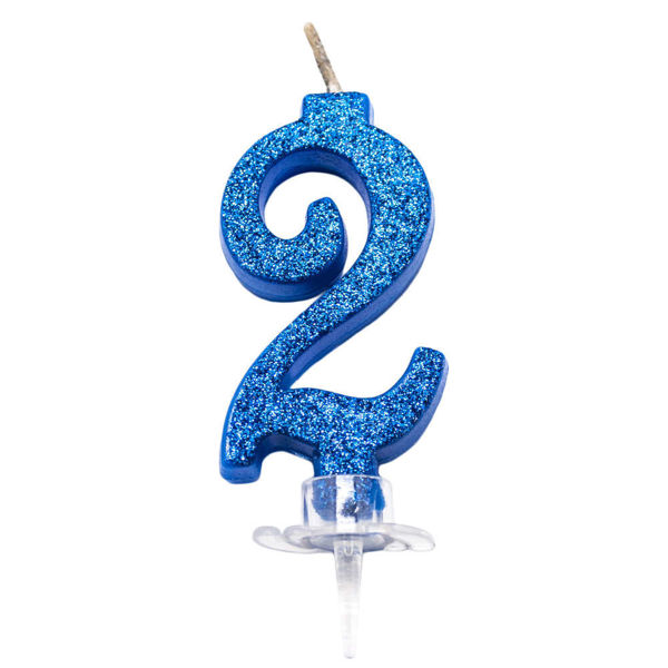 Immagine di Candelina Mini 7 cm Blu Glitter Magica Numero 2