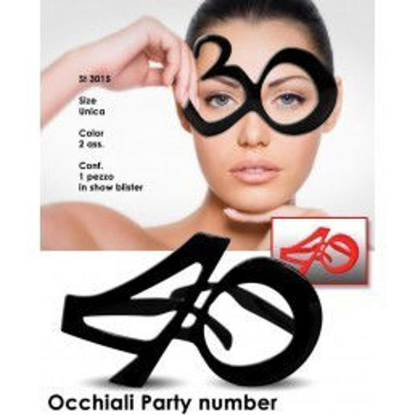 Immagine di Occhiali per feste Numero 40 Rosso o Nero