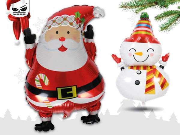 Immagine di Palloncino Mylar Super Shape 100 cm Natalizio - Babbo Natale o Pupazzo Neve