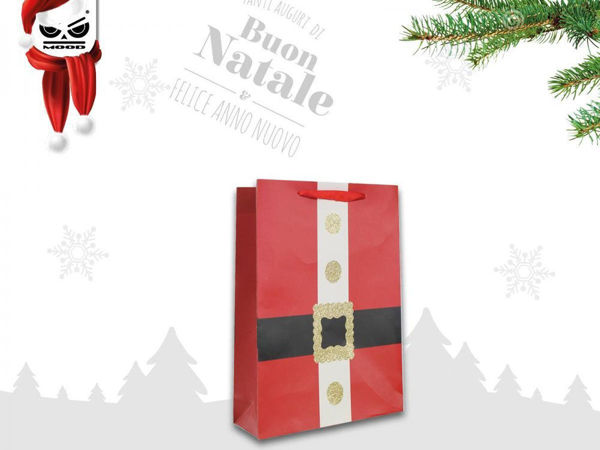 Immagine di Busta in Carta 18x24x8 cm Cintura Babbo Natale