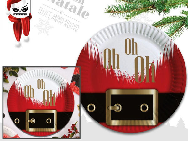 Immagine di Piatti in Carta 23 cm Cintura Babbo Natale 10 pz