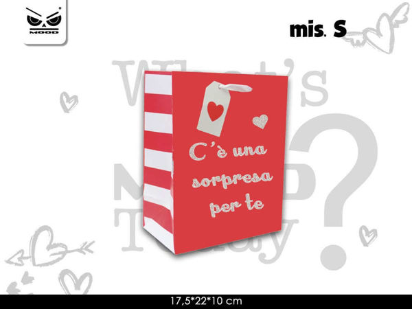 Immagine di Busta in Carta 17,5x22x10 cm San Valentino Rossa con frase