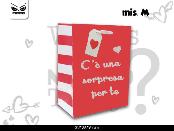 Immagine di Busta in Carta 32x26x9 cm San Valentino Rossa con frase
