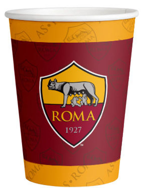 Immagine di Bicchiere in carta 266 ml Ufficiale Roma 8 pezzi