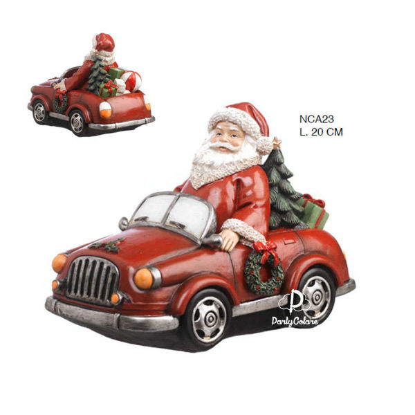 Immagine di Babbo Natale in Auto Rossa 20 cm