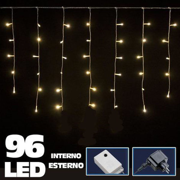 Immagine di Tenda Luminosa Natalizia 96 LED Luce Bianco Caldo 3 mt X 0,8 cm