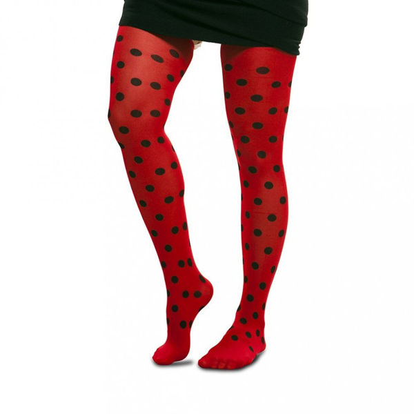 Immagine di Calze a pois rosse e nere Ladybug taglia unica donna