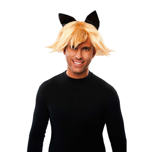Immagine di Parrucca Adulto da Gatto Bionda con Orecchie - Cat Noir - Ladybug