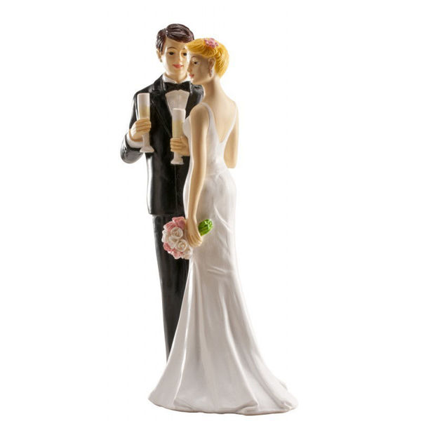 Immagine di Cake Topper Matrimonio - Sposi che Brindano 16 cm
