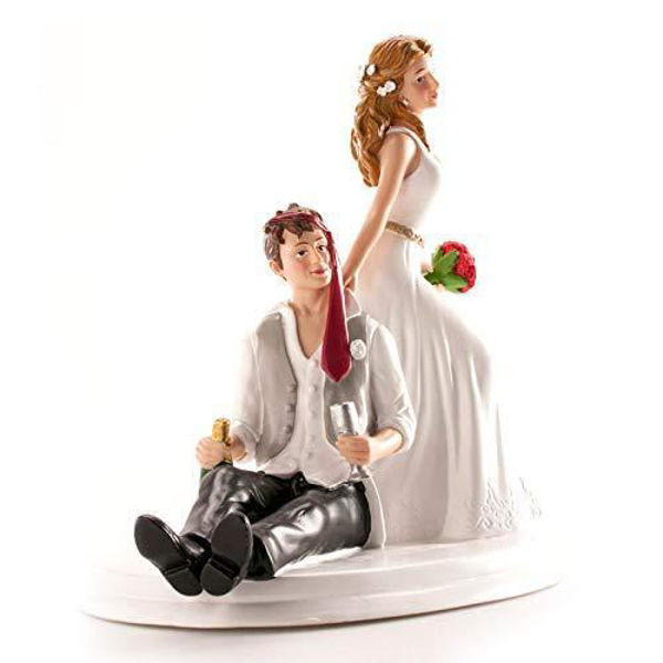 Immagine di Cake Topper Matrimonio - Sposi con Sposo Ubriaco