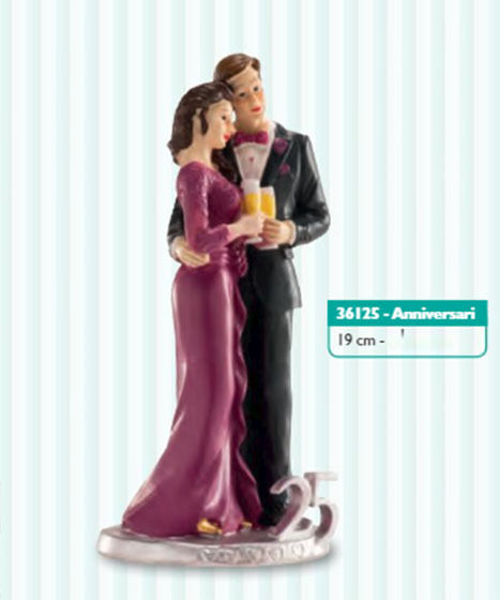 Immagine di Cake Topper Sposi 25° Anniversario di Matrimonio - altezza 19 cm