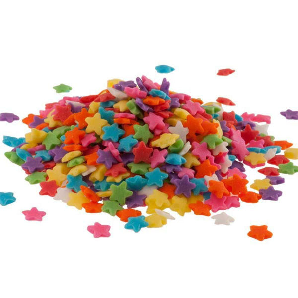 Partycolare- Zuccherini Decorativi per Torta Stelle Multicolor 100 grammi