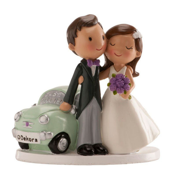 Immagine di Cake Topper Matrimonio - Sposi Cartoon con Auto