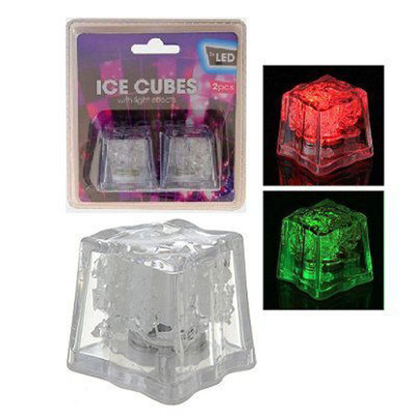 Immagine di Accessori Carnevale - 2 Cubetti Ghiaccio plastica luce led