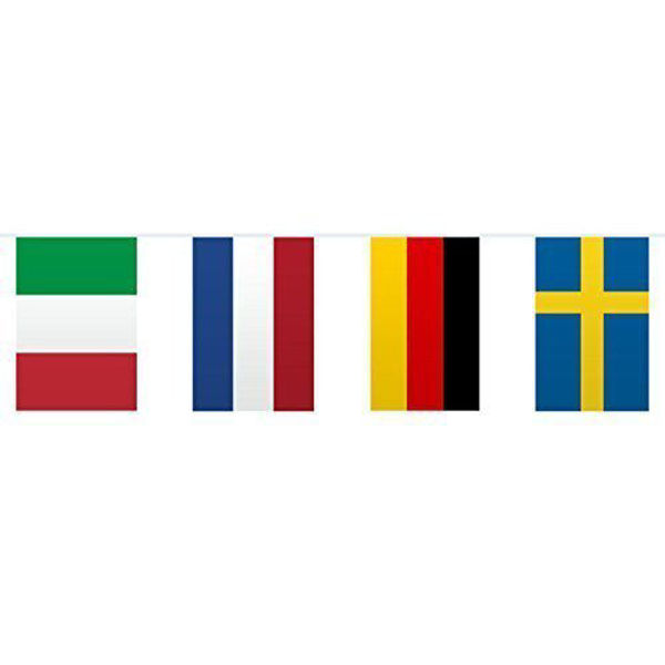 Ghirlanda Di Bandierine Europa 10 Metri, Multicolore In Plastica, Per Feste A Tema E Decorazioni