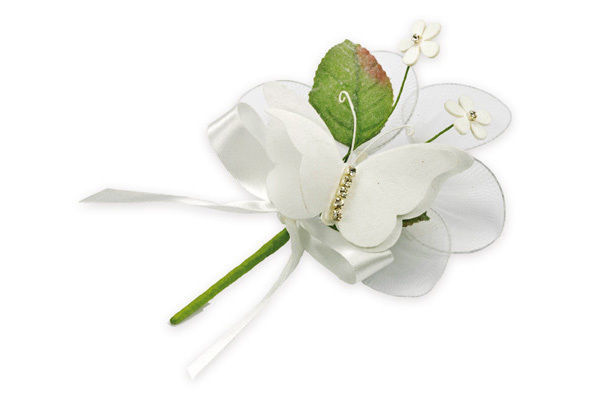Immagine di Farfalla Bouquet Bianco con Portaconfetti 6 pz