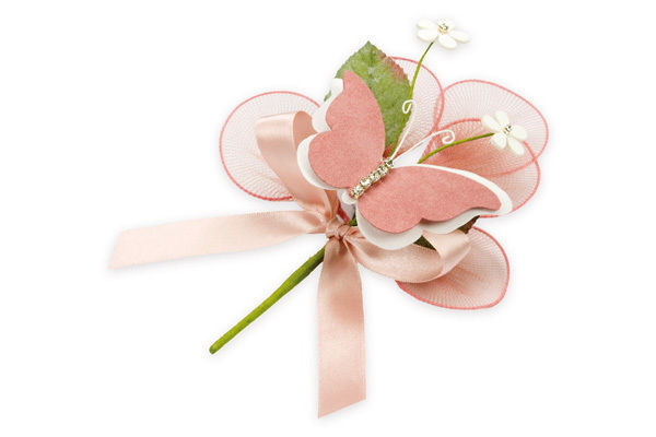 Immagine di Farfalla Bouquet Rosa con Portaconfetti 6 pz