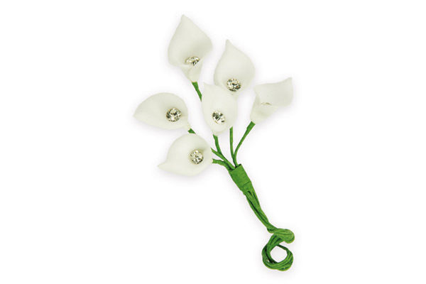 Immagine di Fiore Calla Bianca con Brillantino 2x1,5 cm 12 pezzi