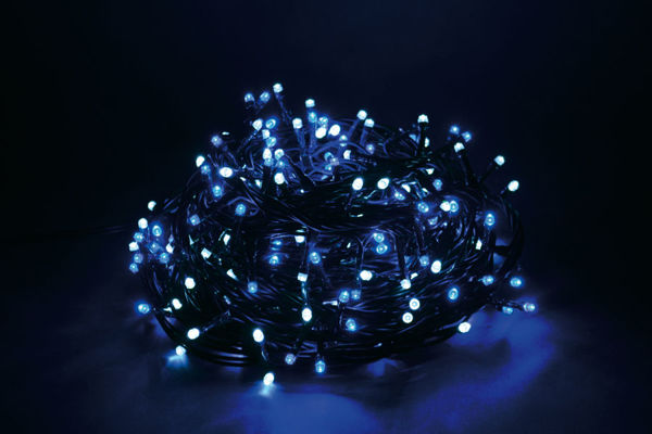Immagine di Serie Luci 300 LED Bianco Freddo e Blu Uso Esterno con 8 funzioni