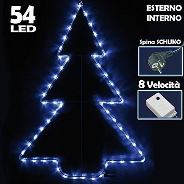 Immagine di Albero Tubo 54 LED uso esterno 8 funzioni Bianco Freddo