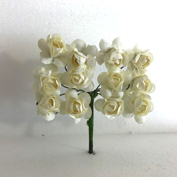 Immagine di Fiore in Carta Rosellina Artificiale Bianco 12 pz