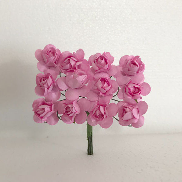 Immagine di Fiore in Carta Rosellina Artificiale Rosa 12 pz